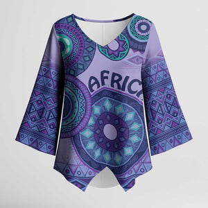 Africa Tribal Traditional Pattern Kimono Sleeve Blouse Purple Motif