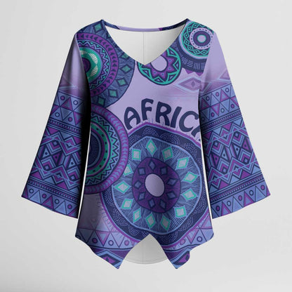 Africa Tribal Traditional Pattern Kimono Sleeve Blouse Purple Motif