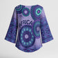 Africa Tribal Traditional Pattern Kimono Sleeve Blouse Purple Motif