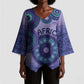 Africa Tribal Traditional Pattern Kimono Sleeve Blouse Purple Motif