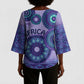 Africa Tribal Traditional Pattern Kimono Sleeve Blouse Purple Motif