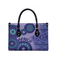 Africa Tribal Traditional Pattern Leather Bag Purple Motif