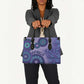 Africa Tribal Traditional Pattern Leather Bag Purple Motif