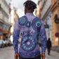 Afro Tribal Traditional Pattern Long Sleeve Button Shirt Purple Motif