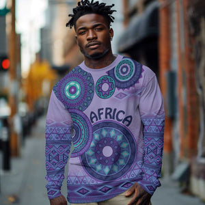 Afro Tribal Traditional Pattern Long Sleeve Shirt Purple Motif LT9