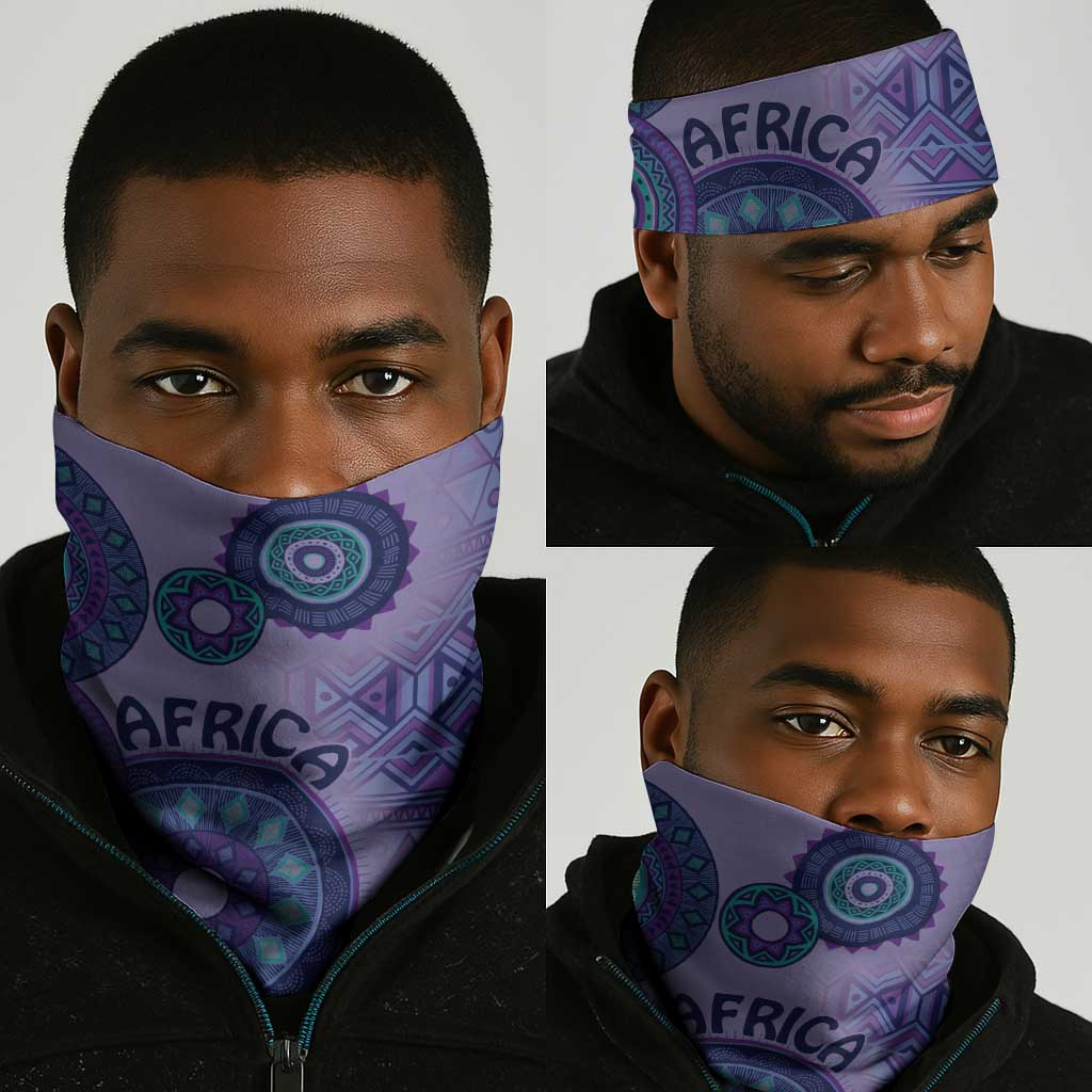 Afro Tribal Traditional Pattern Neck Gaiter Purple Motif LT9