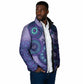 Africa Tribal Traditional Pattern Padded Jacket Purple Motif