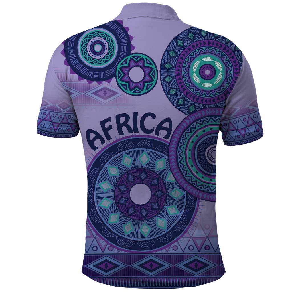 Afro Tribal Traditional Pattern Polo Shirt Purple Motif