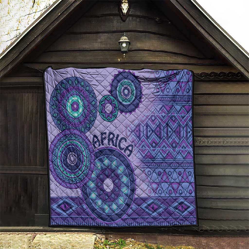Afro Tribal Traditional Pattern Quilt Purple Motif