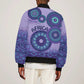 Afro Tribal Traditional Pattern Sleeve Zip Bomber Jacket Purple Motif