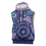 Afro Tribal Traditional Pattern Sleeveless Hoodie Purple Motif - African Pride
