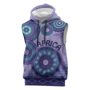 Afro Tribal Traditional Pattern Sleeveless Hoodie Purple Motif - African Pride
