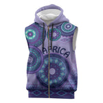 Afro Tribal Traditional Pattern Sleeveless Zip Hoodie Purple Motif - African Pride