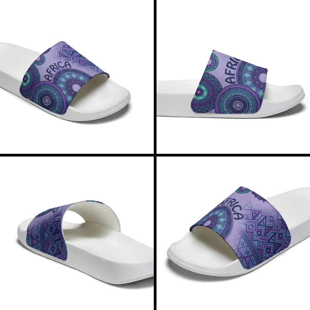 Africa Tribal Traditional Pattern Slide Sandals Purple Motif