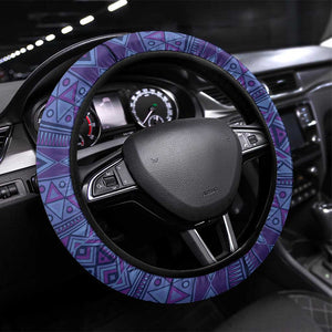Afro Tribal Traditional Pattern Steering Wheel Cover Purple Motif