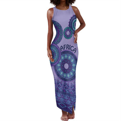 Afro Tribal Traditional Pattern Tank Maxi Dress Purple Motif
