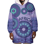Afro Tribal Traditional Pattern Wearable Blanket Hoodie Purple Motif