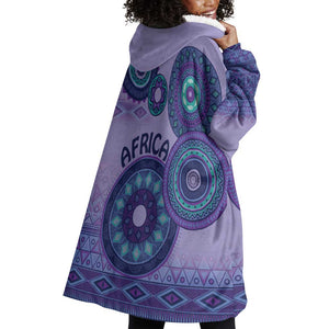 Afro Tribal Traditional Pattern Wearable Blanket Hoodie Purple Motif