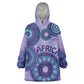 Afro Tribal Traditional Pattern Wearable Blanket Hoodie Purple Motif