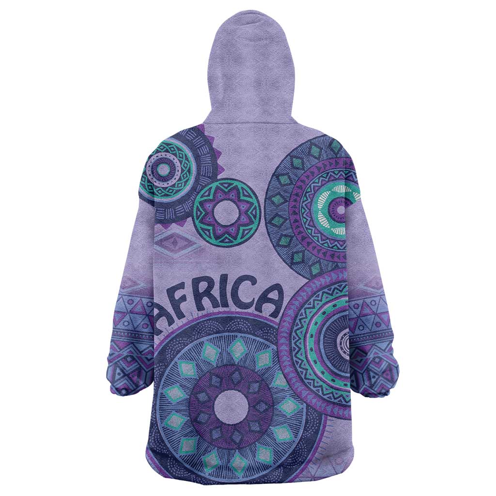 Afro Tribal Traditional Pattern Wearable Blanket Hoodie Purple Motif