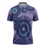 Africa Tribal Traditional Pattern Zipper Polo Shirt Purple Motif