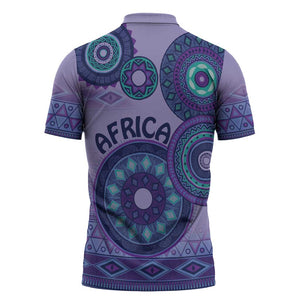 Africa Tribal Traditional Pattern Zipper Polo Shirt Purple Motif