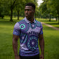 Africa Tribal Traditional Pattern Zipper Polo Shirt Purple Motif