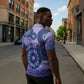 Africa Tribal Traditional Pattern Zipper Polo Shirt Purple Motif