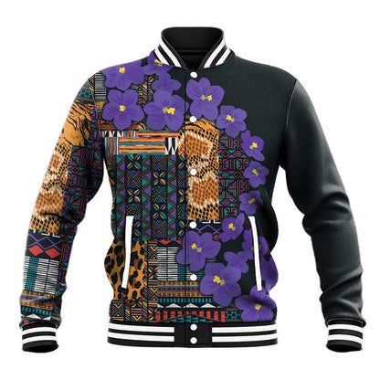 Afro Violets Flowers Baseball Jacket Mix Native Tribal Pattern LT9