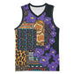 Afro Violets Flowers Basketball Jersey Mix Native Tribal Pattern LT9