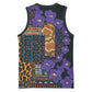 Afro Violets Flowers Basketball Jersey Mix Native Tribal Pattern - African Pride
