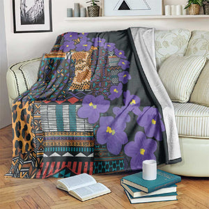 Afro Violets Flowers Blanket Mix Native Tribal Pattern
