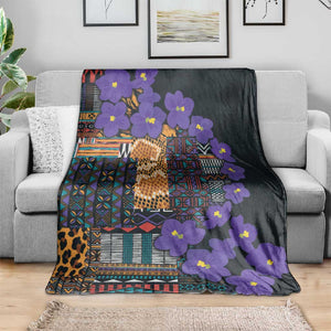 Afro Violets Flowers Blanket Mix Native Tribal Pattern