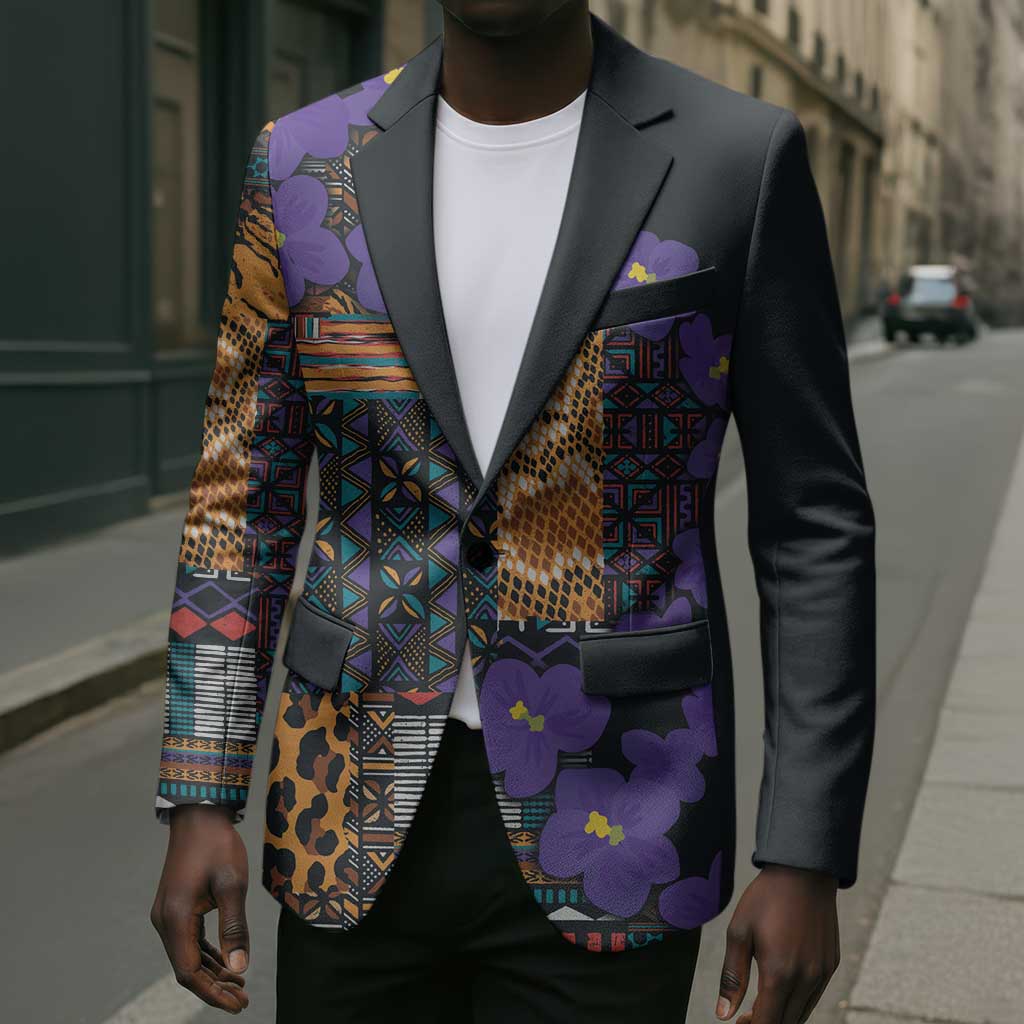 Africa Violets Flowers Blazer Mix Native Tribal Pattern