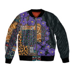 Afro Violets Flowers Bomber Jacket Mix Native Tribal Pattern