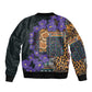 Afro Violets Flowers Bomber Jacket Mix Native Tribal Pattern
