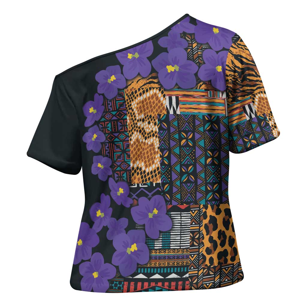 Africa Violets Flowers Cross Shoulder Shirt Mix Native Tribal Pattern