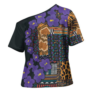 Africa Violets Flowers Cross Shoulder Shirt Mix Native Tribal Pattern