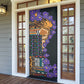 Africa Violets Flowers Door Cover Mix Native Tribal Pattern