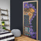 Africa Violets Flowers Door Cover Mix Native Tribal Pattern