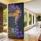 Africa Violets Flowers Door Cover Mix Native Tribal Pattern