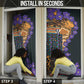 Africa Violets Flowers Door Cover Mix Native Tribal Pattern