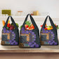 Afro Violets Flowers Grocery Bag Mix Native Tribal Pattern