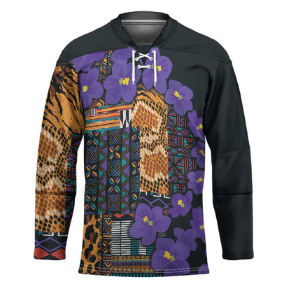 Africa Violets Flowers Hockey Jersey Mix Native Tribal Pattern