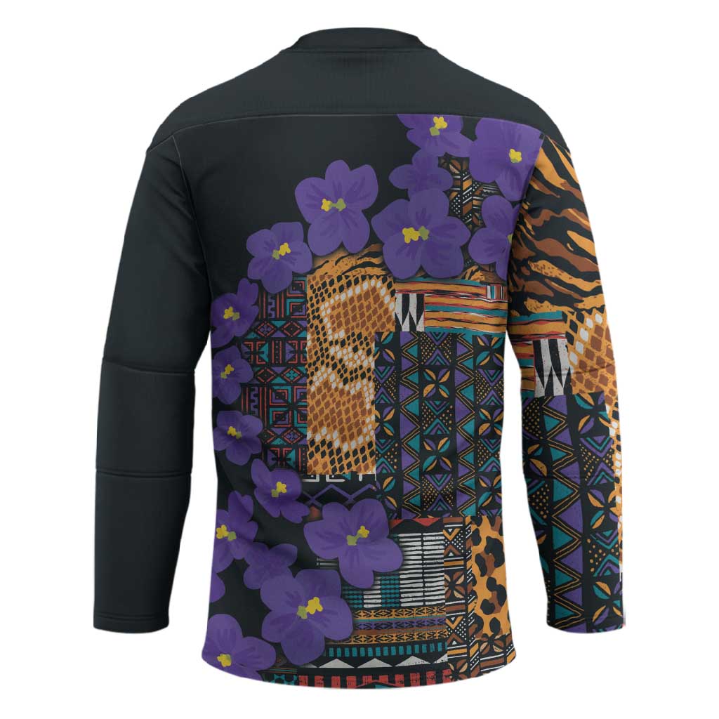Africa Violets Flowers Hockey Jersey Mix Native Tribal Pattern
