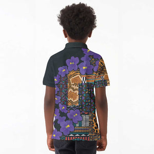 Afro Violets Flowers Kid Polo Shirt Mix Native Tribal Pattern