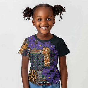 Afro Violets Flowers Kid T shirt Mix Native Tribal Pattern