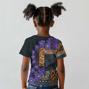 Afro Violets Flowers Kid T shirt Mix Native Tribal Pattern