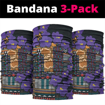 Afro Violets Flowers Neck Gaiter Mix Native Tribal Pattern LT9