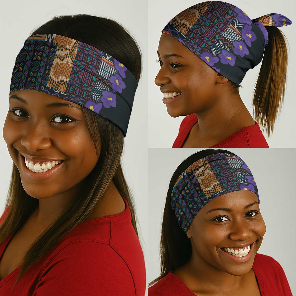 Afro Violets Flowers Neck Gaiter Mix Native Tribal Pattern LT9